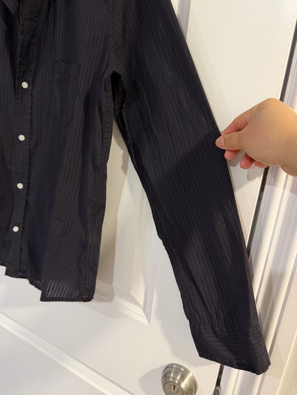 Frank & Eileen Black and Charcoal Striped Button-Down Shirt - Picture 4 of 7